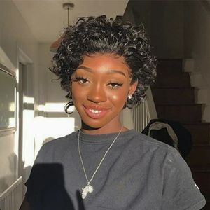 Hot Sale Short Pixie Cut Lace Part Human Hair <b>Wig</b> Cheap Price Natural <b>Black</b> Color Wave <b>Wigs</b> <b>for</b> <b>Black</b> <b>Women</b> - Product Image 1
