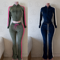 Ensemble de survêtement court en velours 2 pièces pour femme, veste à col montant, costume de soirée, ensemble de yoga, vêtements de détente, ensemble de vêtements pour femme avec LOGO personnalisé