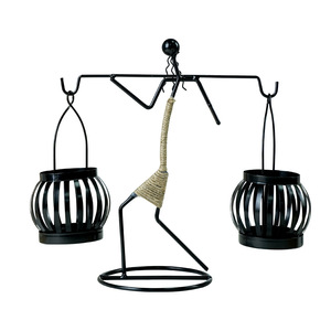 Portavelas de Hierro Forjado Creativo con Diseño de <span class=keywords><strong>Linterna</strong></span> de Niña y Cuerda de Cáñamo, Adorno de Arte Abstracto para Decoración del Hogar y Sala de Estar - Product Image 1