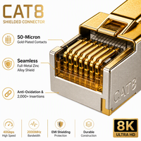 Kabel Ethernet Cat8 40Gbps 2000MHz S/FTP Tugas Berat Terlindung Ultra Cepat RJ45 Patch Lead untuk Server AI Rak Komputasi Cloud