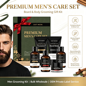 Set Premium per la Cura Maschile OEM, Kit Regalo per Barba e Corpo, Fragranza Legnosa, Nutre la Barba, Idrata la Pelle, Regalo Festivo per Uomini - Product Image 1