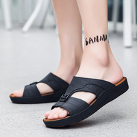 Sandal Pria Kasual Musim Panas Model Arab, Sol Tebal, Bahan PVC, Nyaman, Bernapas, Ukuran Besar, Tanpa Tali