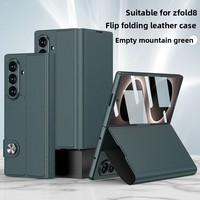 Compatible avec Z Fold8 Flip, support magnétique, étui en similicuir uni, protection intégrale, boutons
