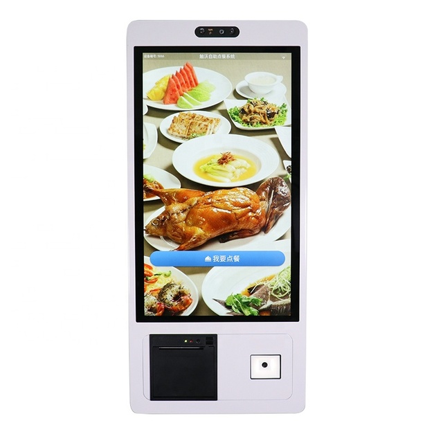 Fast Food  Restaurant Multi-functional 21.5" Touchscreen Kiosk Self-service With Printer QR Reader RFID Card Reader for Payment