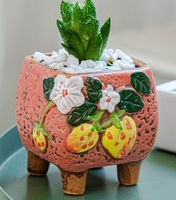 Styles riches dessin coloré Mini décoration de bureau Pot de fleur Cactus jardin mignon fleur en céramique Pot succulent
