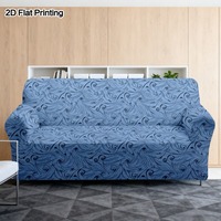 Housse de canapé extensible anti-poussière motif spirale florale bleue, protection économique pour canapé