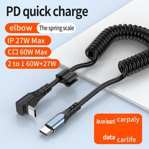 Có Thể Thu Vào Thiết Kế Mùa Xuân Tpu Xoắn Ốc Loại C 6A Curly USB C Cuộn Cáp Với Giao Hàng Điện 60W Nhanh Chóng Sạc Cáp - Product Image 3