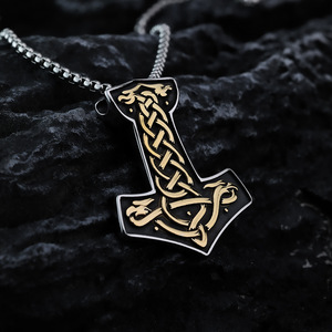 Collar con Colgante de Lobo Celta y Ancla de Acero Inoxidable para Hombre, Estilo Nórdico, Joyería de Regalo - Product Image 3