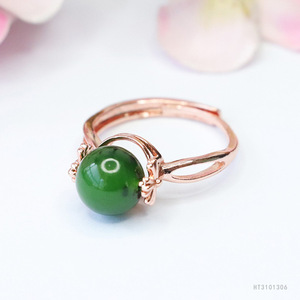 Anello in Giada Hetian Ximang 2026 con Perle Rotonde in Diaspro Girevole da Donna - Ingrosso Fabbrica S3101306 - Product Image 1