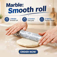 Rouleau à pâtisserie en marbre français naturel avec support en bois, rouleau à pâte antiadhésif pour la pâtisserie, le fondant, la croûte, les biscuits