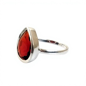 Factory Wholesale Fashion Bezel Setting Faceted Pear Shape <b>Rings</b> Sterling <b>Silver</b> 925 Hydro <b>Garnet</b> <b>Rings</b> Women's <b>Ring</b> - Product Image 2