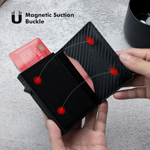 Casekey Ultra Lightweight Carbon Fiber Smart Credit Card <b>Holder</b> Portfel Meski Rfid Protection Pop up Magnetic Closure <b>Wallet</b> - Product Image 4