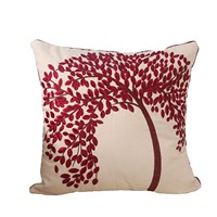 Housse de coussin personnalisée brodée Arbre à argent, en toile, avec points plats et fil de soie, pour décoration de salon et de maison, style international