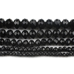 Perline di Vetro Cristallo Sfaccettato Nero 4-12mm, Pietre Semipreziose Naturali Rotonde, Filo da 38cm per Creazione di Gioielli KUOYU F00171 - Product Image 4