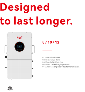 อินเวอร์เตอร์พลังงานแสงอาทิตย์แบบไฮบริด Sunplus SUN-8/10/12K-UP 12KW ระบบเฟสเดียว/สามเฟส 120/240V ระบบ Dual MPPT ประสิทธิภาพ 99.9% รับประกัน 5 ปี - Product Image 3