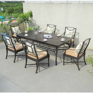 Conjunto de Mesa y Sillas de Comedor para Jardín, Patio o Cafetería, de Metal, con 6 Sillas - Product Image 3