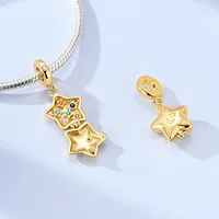 Breloques en argent sterling 925 MULA, perles dorées soleil étoiles lune, compatibles avec bracelet original, bijoux pour femmes, cadeau DIY