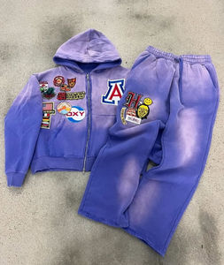 Produsen disesuaikan ukuran besar Streetwear Y2K Logo layar cetak tracksuit pria Hoodies kasual Sweatsuit untuk pria 2 Piece Set - Product Image 2