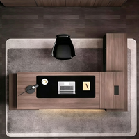 Bureau de direction moderne haut de gamme avec éclairage LED, en forme de L, avec armoire latérale de rangement, poste de travail pour manager, pour bureau d'entreprise