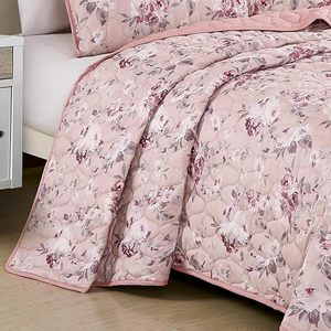 Juegos de edredón <span class=keywords><strong>Rosa</strong></span> floral de lujo, juegos de cama de flores, ropa de cama personalizada de tamaño king con patrón floral, 3 uds., colchas y edredones - Product Image 3