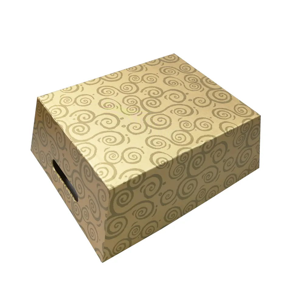 Подарочная корзина из золотистого картона с ручкой, упаковка для печати, корзины для хранения на заказ, CMYK полноцветная офсетная печать ZL 7-12 рабочих дней