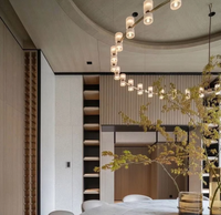 Lustre rond en cristal LED de style nordique pour hôtel et restaurant, design luxueux, grand lustre d'intérieur