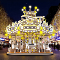 Carrousel à deux étages artistique platine 16 sièges lumières LED musique pour une utilisation intérieure/extérieure parcs d'attractions centres commerciaux enfants