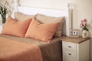 Brown Cotton <b>Bedding</b> High-Quality Pre-Washed Cotton <b>Bedding</b> Exporter 4 pieces <b>Set</b> Pillowcase Duvet Cover Fitted Sheet - Product Image 2