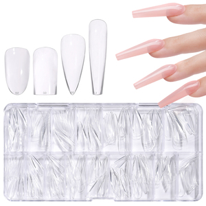 160/320 pièces de faux ongles transparents en ABS courbés en C, couvrants entièrement, sans couture, pour extension d'ongles en acrylique - Product Image 1