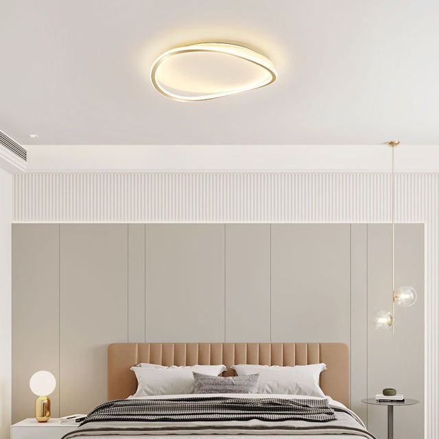 Minimalist Art Geometric Circular Ceiling Light Bedroom LED Iron Modern Room Lighting Master Bedroom