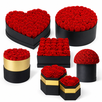 Boîte de fleurs de roses rouges préservées, roses éternelles, boîte cadeau en forme de cœur, Saint-Valentin, fête des mères, anniversaire de mariage, anniversaire