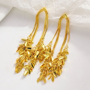 Pendientes de Aro con Borla Dorada y Espiga de Trigo para Mujer, Diseño Largo de Lujo con Personalidad Única y Sentido de Temperamento de Lujo Ligero - Product Image 6
