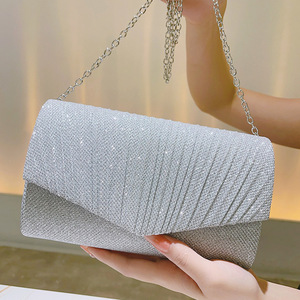 Women's Dinner <b>Clutch</b> Bag Solid Color Pleated Fashion All-match <b>Wedding</b> Suit Handbag Custom Wholesale Evening Party Bags - Product Image 3