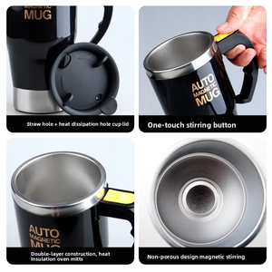 Taza de Café Eléctrica de Viaje para Oficina, 11 oz, con Autoagitación Magnética, de Acero Inoxidable 304, <span class=keywords><strong>Aislada</strong></span> al Vacío, con Logotipo Personalizado - Product Image 5