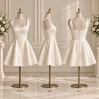 Mini-robe de soirée personnalisée pour femme en satin avec nœud papillon, coutures ajustées, col cœur, taille cintrée, coupe trapèze