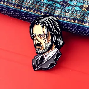 Custom Movie John Wick Keanu Reeves Brooch Pins Enamel Metal Badges Lapel Pin