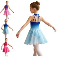 Robe de danse lyrique pour filles, dégradé, dos nu, sans manches, jupe en mousseline, pour ballet, danse contemporaine, compétition, récital, personnalisable