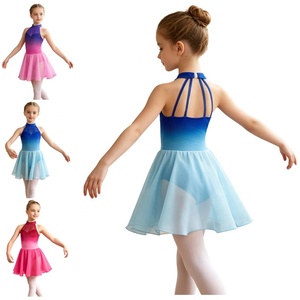 ชุดเต้นรำลีริคอลสำหรับเด็กผู้หญิง แบบไล่เฉดสี คอ halter เปิดหลัง แขนกุด กระโปรงชีฟอง สำหรับบัลเลต์ คอนเทมโพรารี่ การแข่งขัน การแสดง สามารถสั่งตัดได้ - Product Image 1