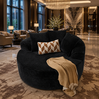 Fauteuil douillet rond en velours côtelé compressé dans une boîte, fauteuil géant sans assemblage