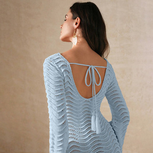 Abito da Spiaggia Lungo in Crochet Personalizzato per Donna, Protezione Solare, Copricostume in Crochet per Vacanze al Mare - Product Image 4
