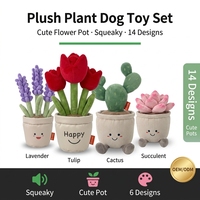 Jouet à mâcher couineur en peluche écologique pour chien, motif dessin animé, en forme de pot de fleurs (tulipe, cactus, lavande), personnalisable OEM ODM, vente en gros en vrac