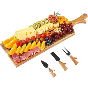 Acacia Wood <b>Cheese</b> Board <b>Set</b> Double-sided Cutting Board With <b>Knife</b> And Fork Solid Wood For Kitchen Use - Product Image 2