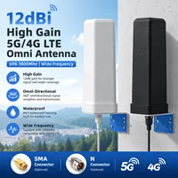 Antenne omnidirectionnelle verticale 5G 12dBi à gain élevé 698-3800MHz pour extérieur avec câble RG174 pour amplificateur de signal cellulaire, routeur, répéteur