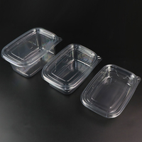 Boîte rectangulaire jetable en RPET pour plats à emporter, emballage transparent en plastique pour salades de fruits, conteneur pour fruits frais coupés avec couvercle