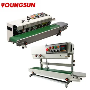 YOUNGSUN Continuous Band Horizontal/Vertical Plastic Film Bags Heat Sealer Ink Roll Date Print Sealing Machine