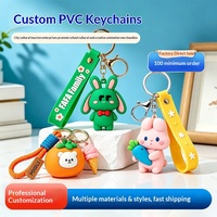 Maßgefertigter Weichgummi 3D-Figur Schlüsselanhänger mit Kaninchen/Orangen/Eiscreme-Design und Logo, Kreative Cartoon-Puppe Actionfigur