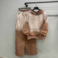 Survêtement personnalisé à éclaboussures de peinture Survêtement vintage en détresse surdimensionné pour hommes Ensemble sweats à capuche et pantalons de survêtement à jambes larges