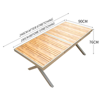 Ensemble de table et de chaises de jardin moderne en teck, table extensible, ensemble de meubles de cour, ensemble de table et de chaises de salle à manger pour patio et restaurant