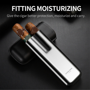 CIGARLOONG Estuche Portátil para <span class=keywords><strong>Puros</strong></span>, Funda Protectora Humidificadora para 2 Cigarros <span class=keywords><strong>Cubanos</strong></span> - Product Image 2