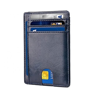 Minimalist Slim Business <b>RFID</b> <b>Blocking</b> Leather <b>Wallet</b> Front Pocket Card Holder Open Closure Anti-Theft Feature for Men Women - Product Image 3